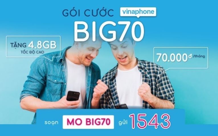 Gói Data ưu đãi Big70 đến từ nhà mạng Vinaphone